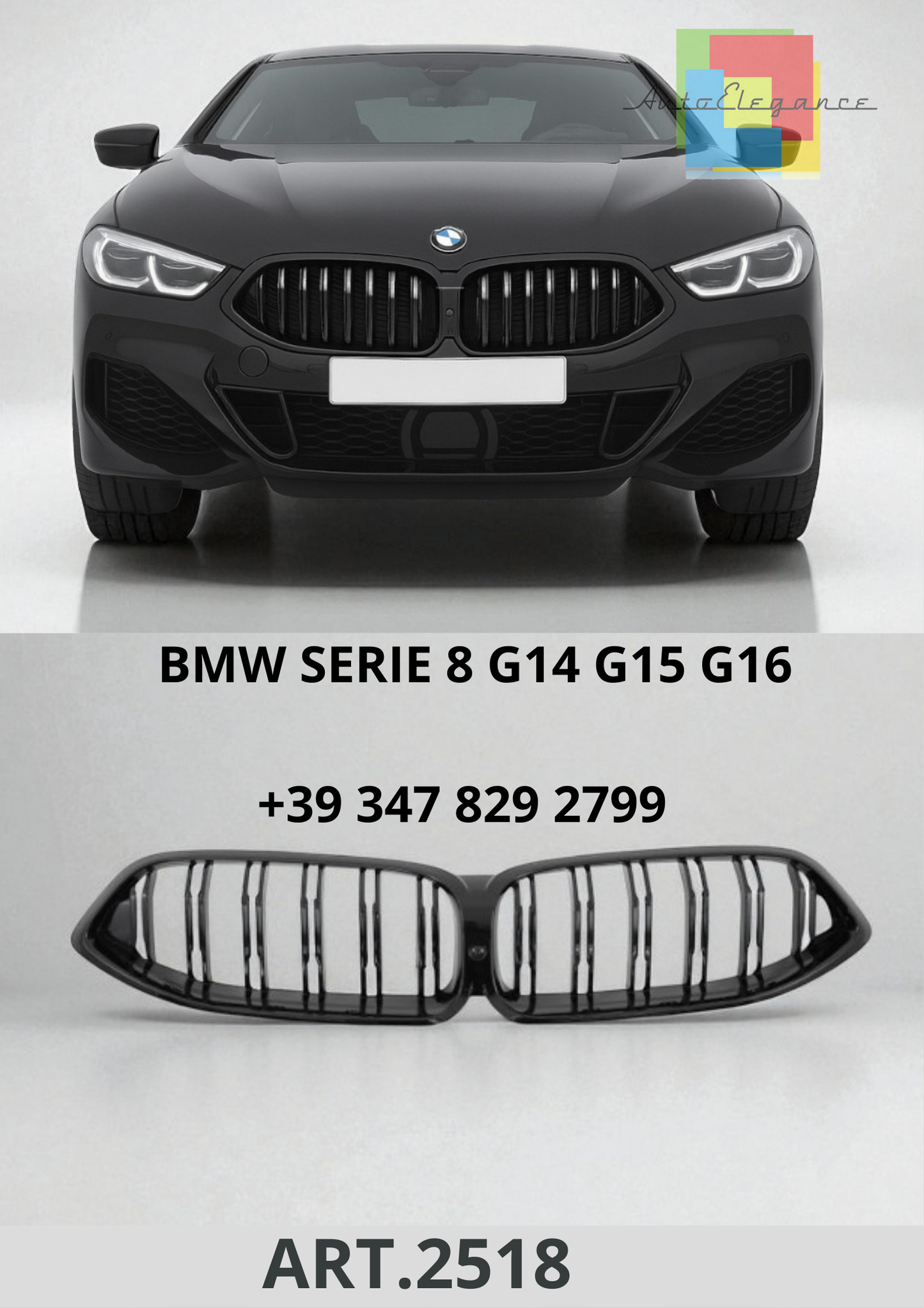 🔥ART.2518 Griglia Sportiva Nero Lucido per BMW Serie 8 G14 / G15 / G16 🔥