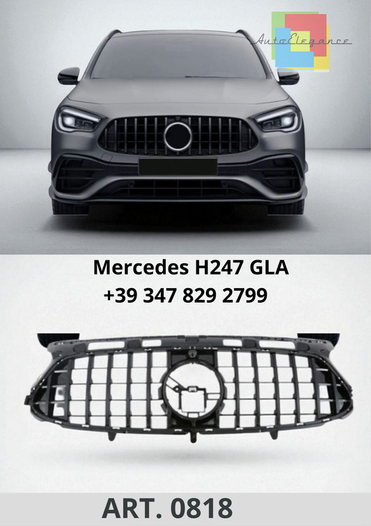 🔥ART. 0818 Calandra Panamericana GT Look Nero Lucido per Mercedes GLA H247🔥