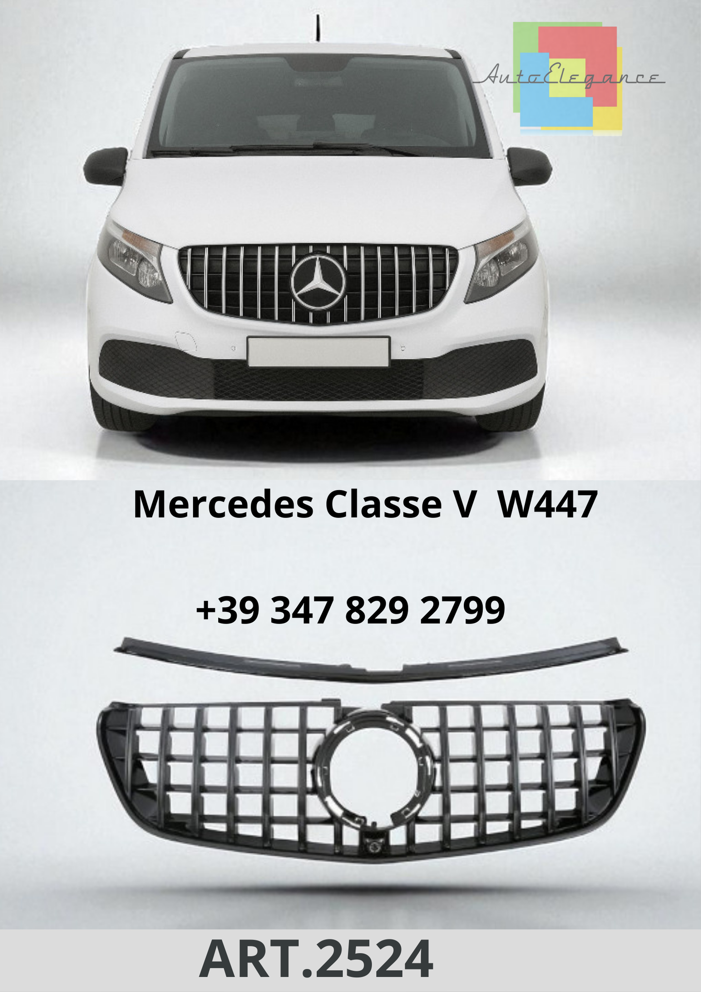🔥ART.2524 Sport GT Griglia per Mercedes W447 Classe V Facelift+ AMG-Line 🔥
