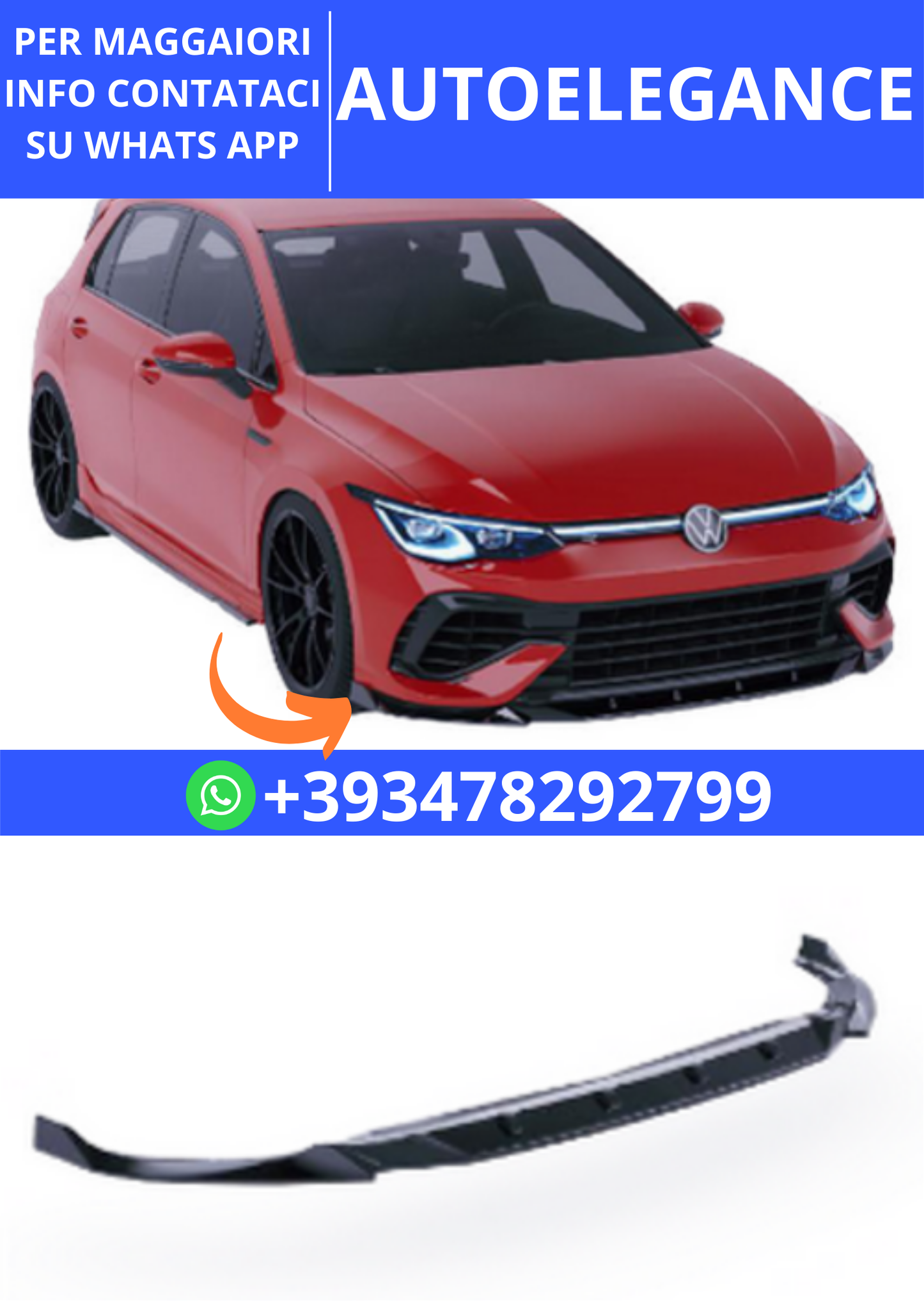 💫ART.2418 SPLITTER VOLKSWAGEN GOLF MK8 R 2017-2020💫