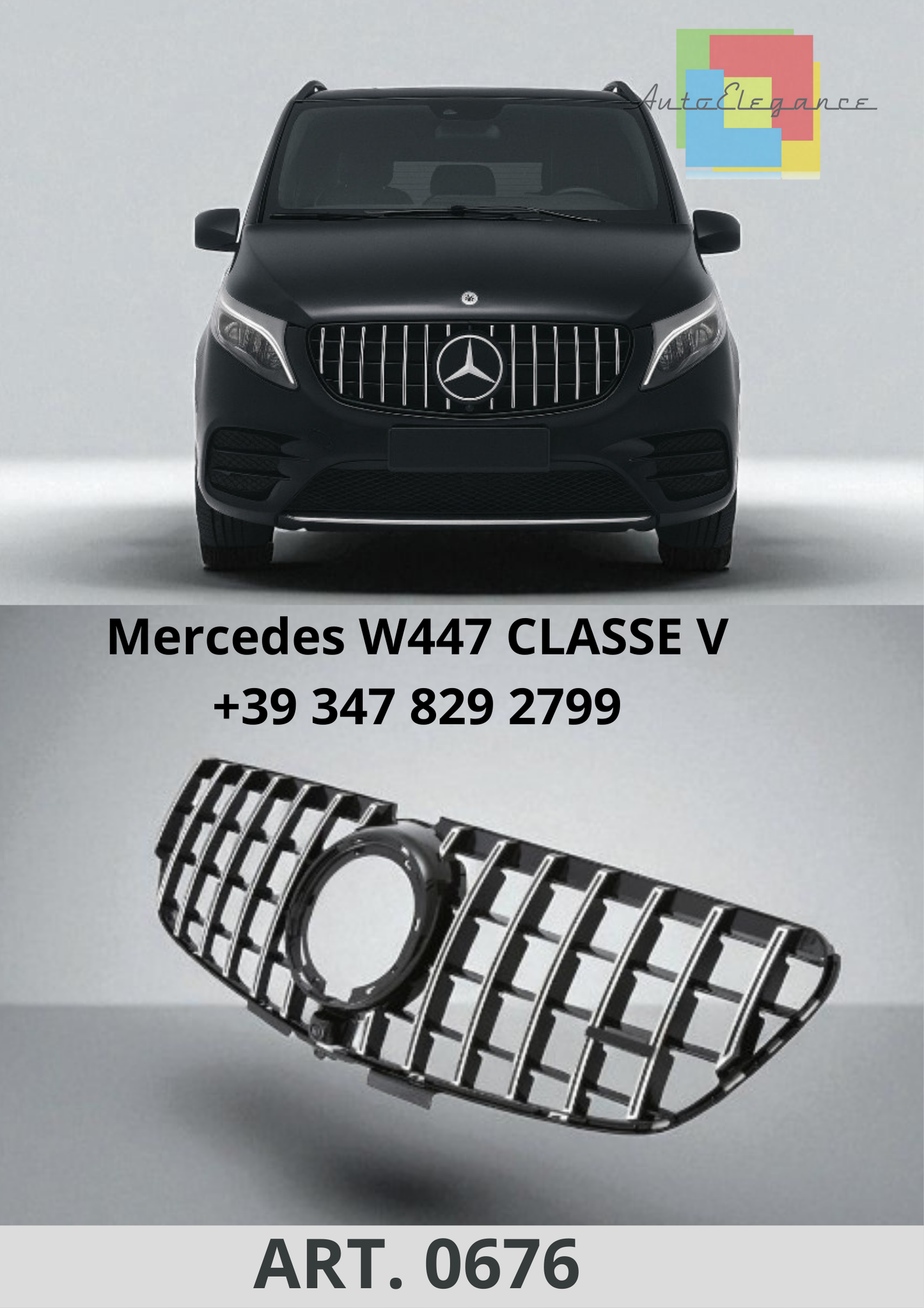 🔥ART. 0676 Griglia Sport Panamericana GT Look per Mercedes W447 Classe V🔥