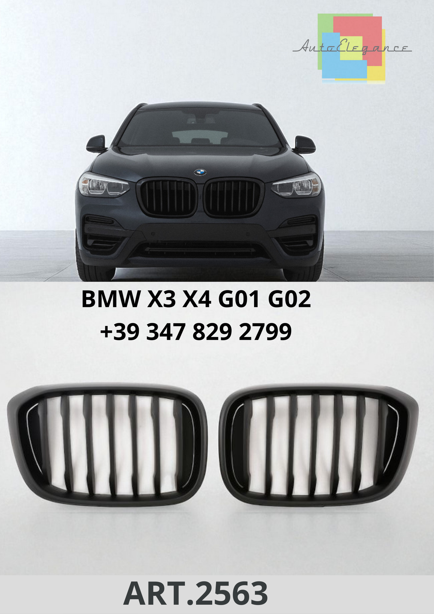 🔥ART.2563 Griglia Sportiva per BMW X3 G01 / X4 G02 – Flat Black🔥