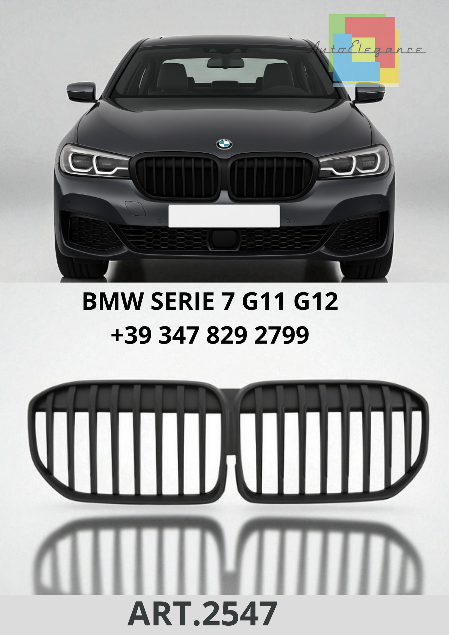 🔥ART.2547 Griglia Sportiva Nero Opaco per BMW Serie 7 G11 G12🔥