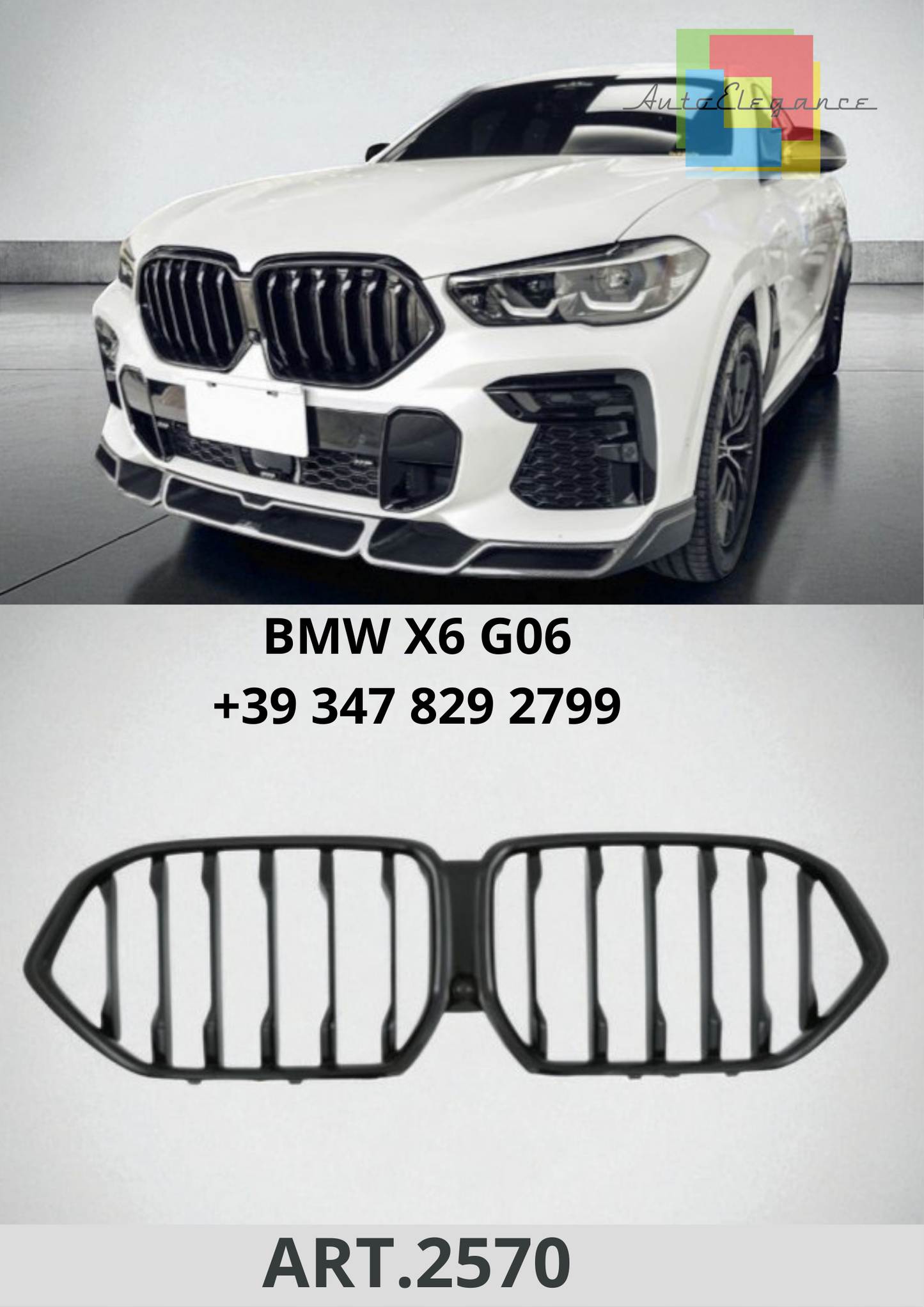 🔥ART.2570 Calandra Sportiva per BMW X6 G06 – Nero Lucido🔥