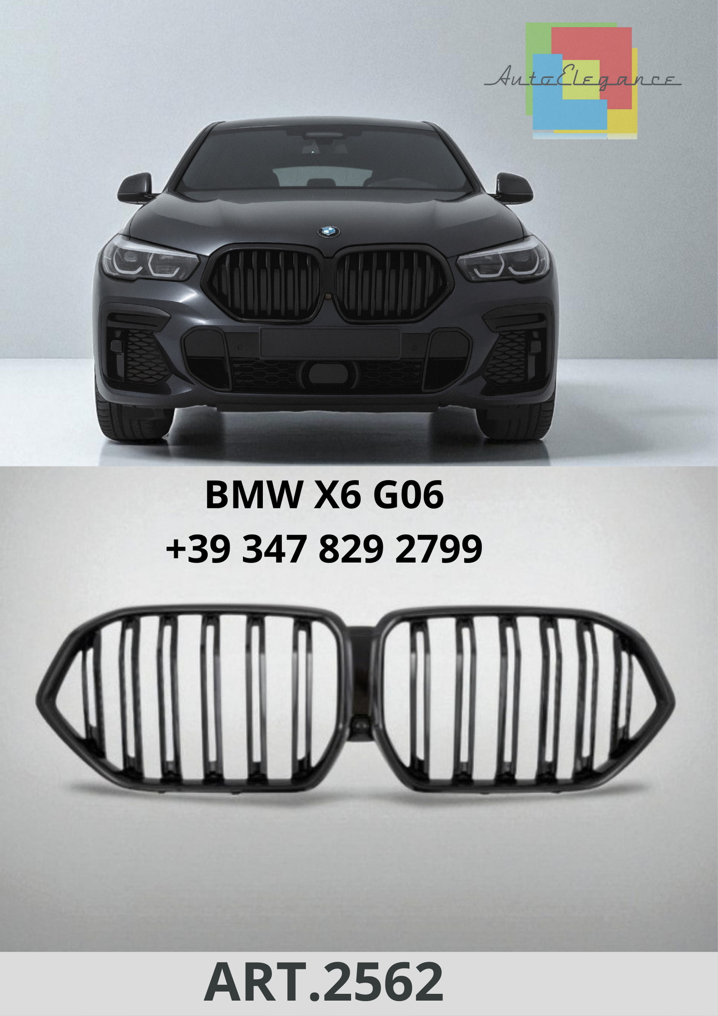 🔥ART.2562 Griglia Sportiva a Doppia Lamella per BMW X6 G06 – Nero Lucido🔥