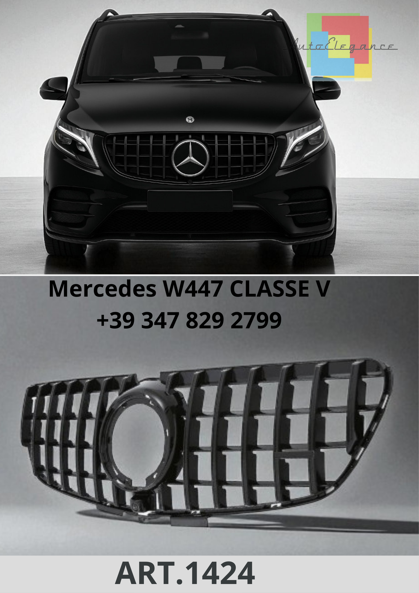 🔥ART.1424 Griglia Sport Panamericana GT Look per Mercedes W447 Classe V 🔥