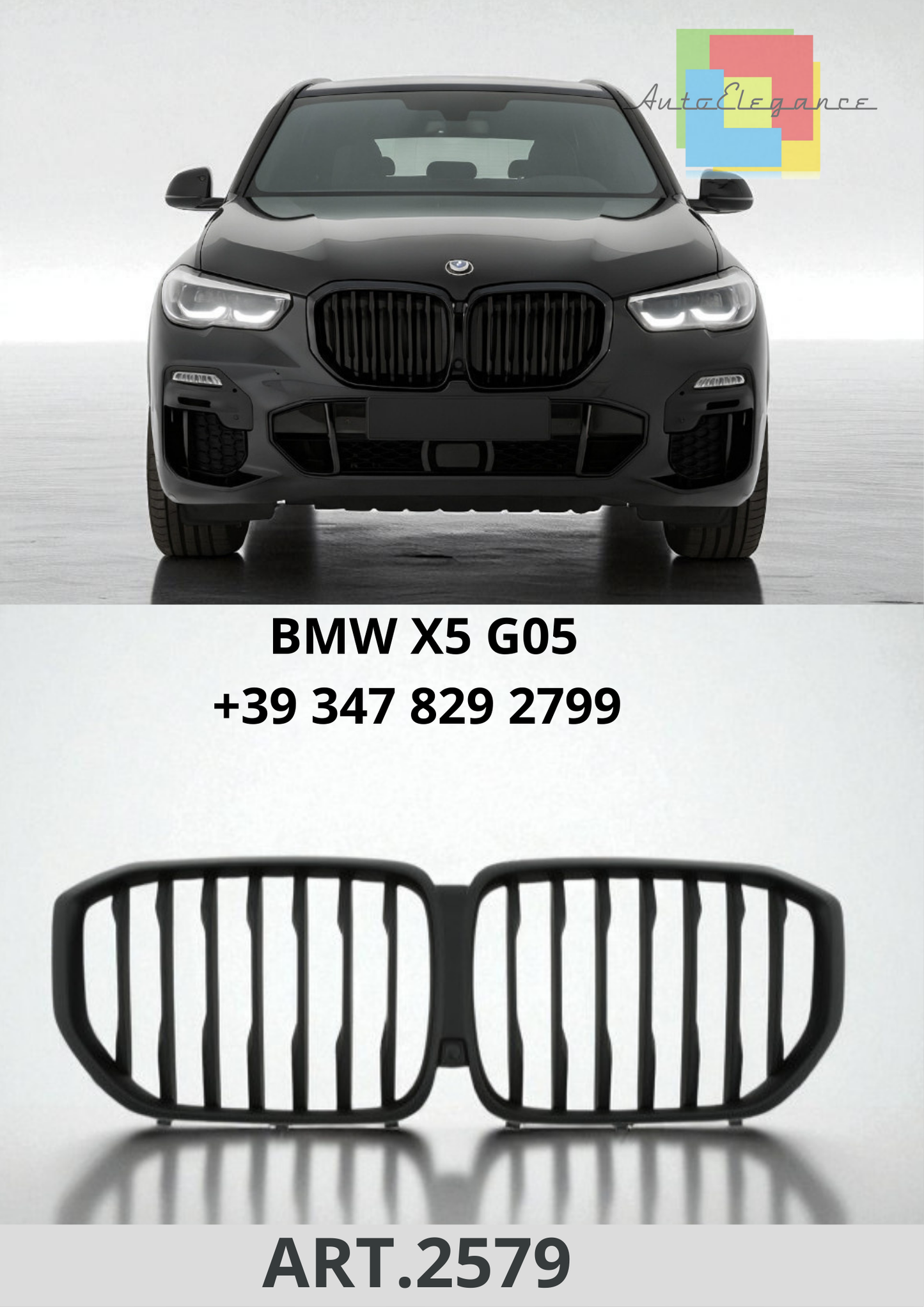 🔥ART.2579 Calandra Sportiva per BMW X5 G05 (2018–2023) – Flat Black🔥