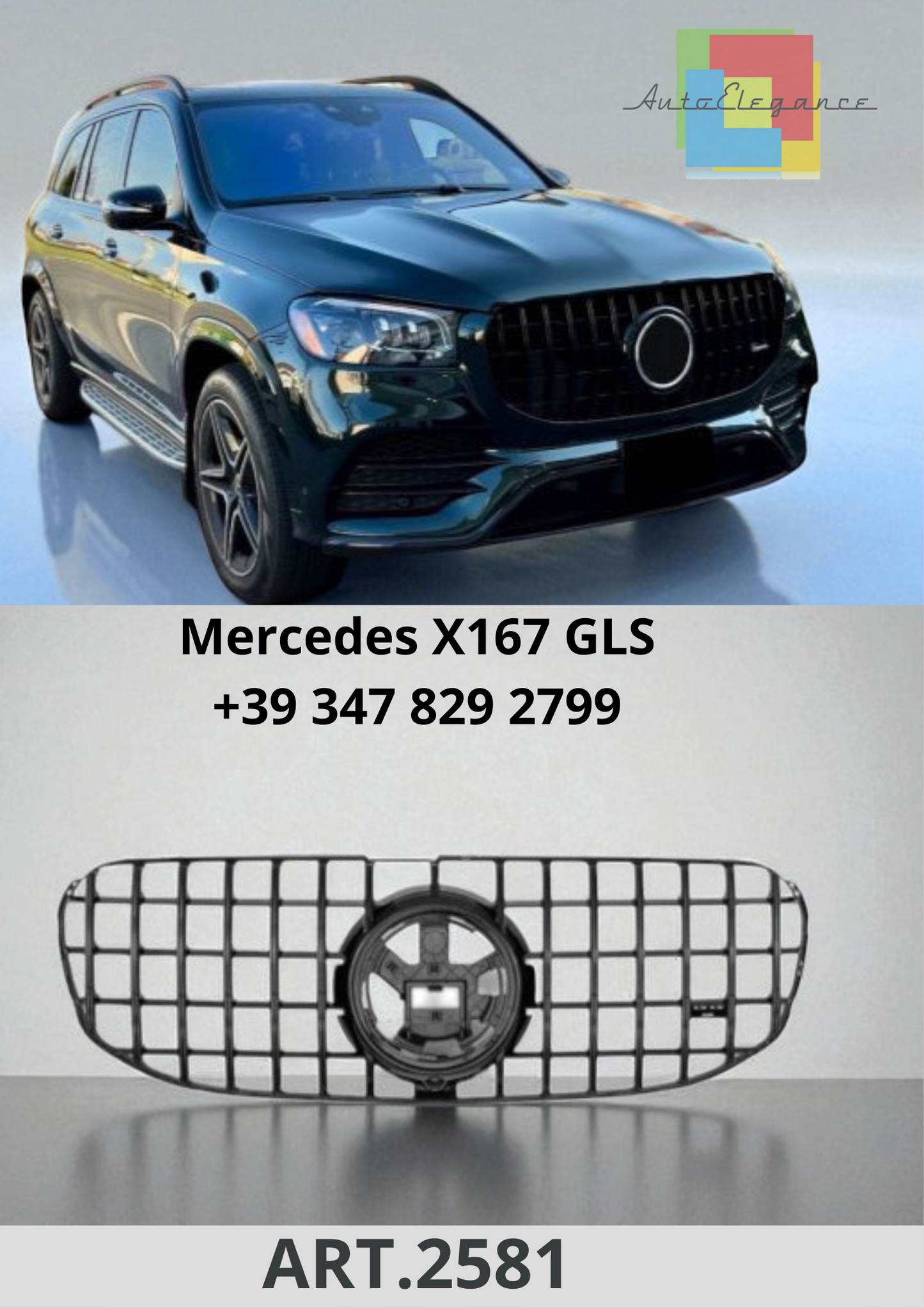 🔥ART.2581  Calandra Sport Panamericana GT Look per Mercedes X167 GLS🔥