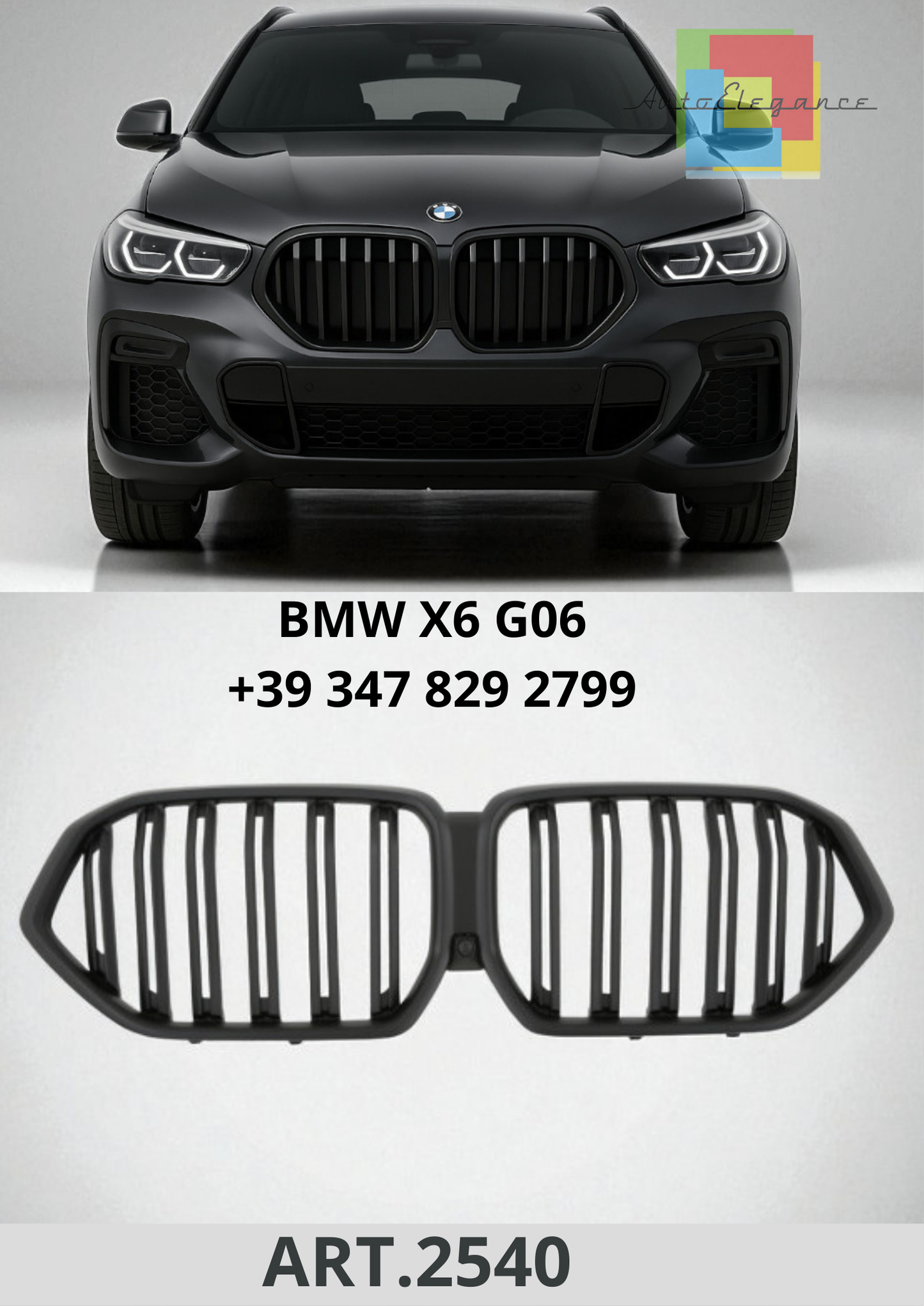 🔥ART.2540 Griglia Sportiva a Doppia Lamella Nero Opaco per BMW X6 G06🔥