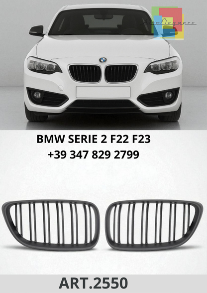 🔥ART.2550 Griglia Radiatore Sportiva Doppia Barra Nero Opaco per BMW Serie 2 🔥