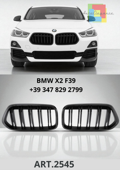 🔥ART.2545 Griglia Sportiva a Doppia Barra Nero Lucido per BMW X2 F39🔥