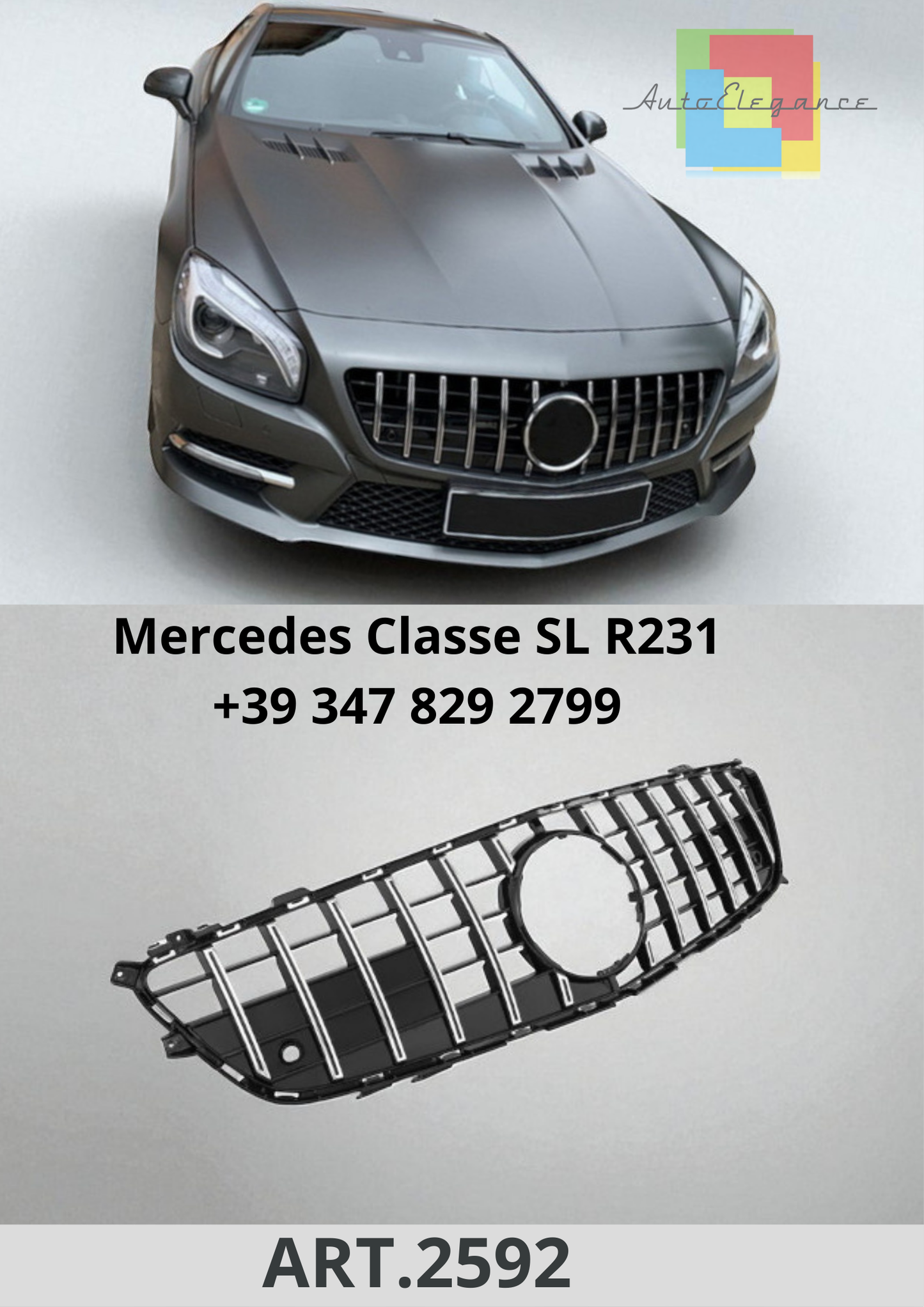 🔥ART.2592 Griglia Sport Panamericana GT Look per Mercedes Classe SL R231🔥