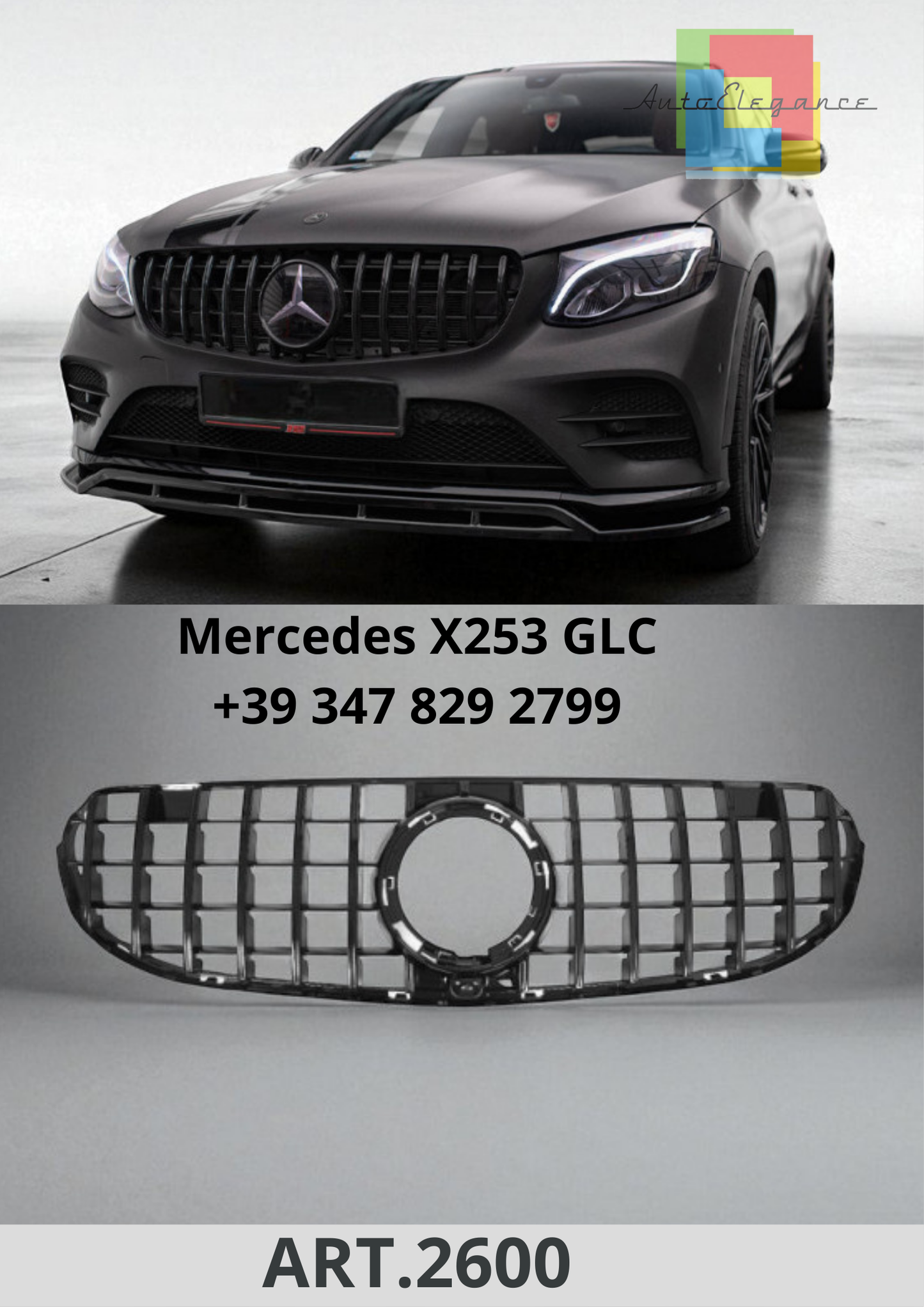 🔥ART.2600 Griglia Sport Panamericana GT Look per Mercedes X253 GLC Facelift🔥