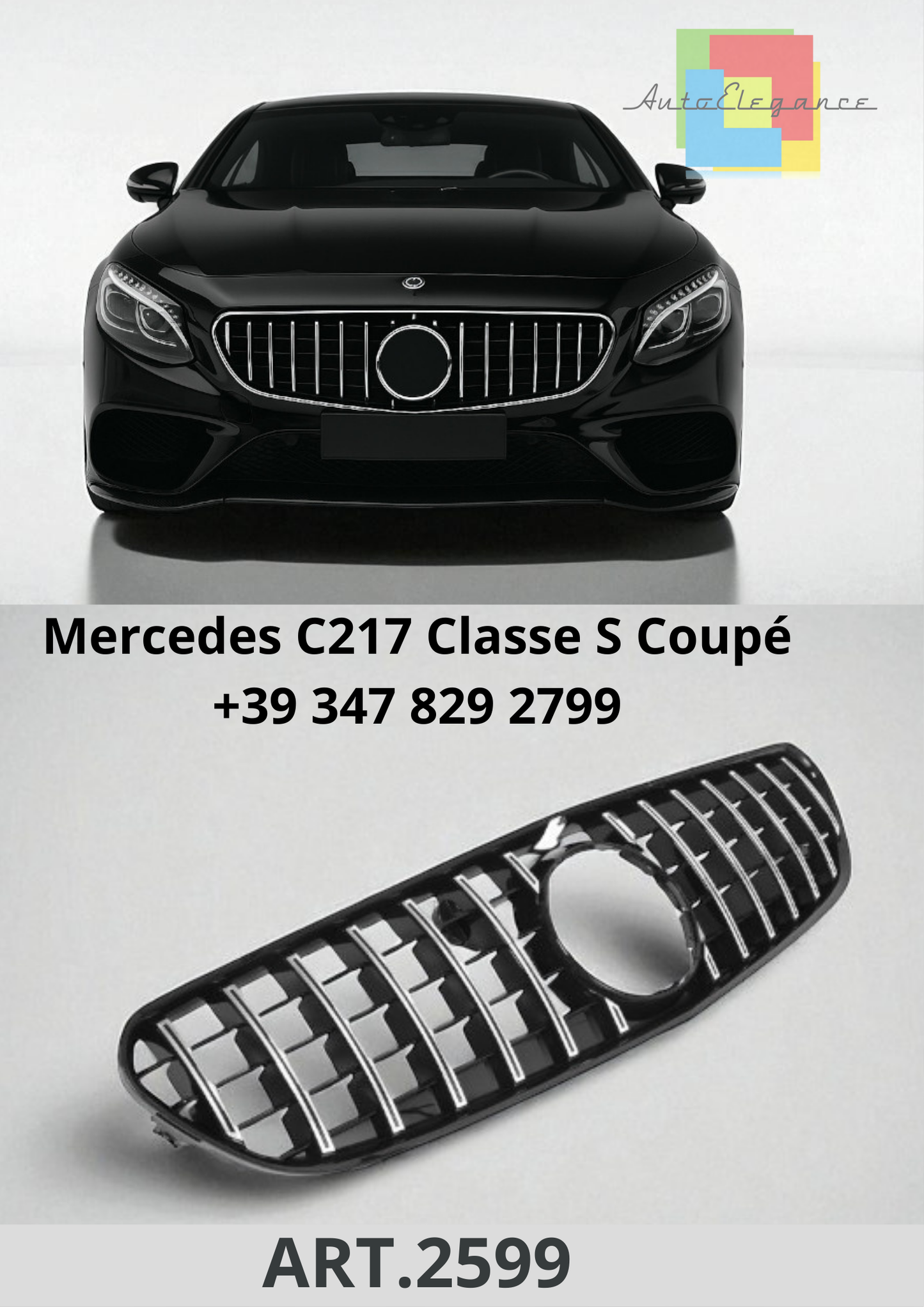🔥ART.2599 Griglia Sport GT Look Cromo / Nero per Mercedes C217 Classe S Coupé🔥