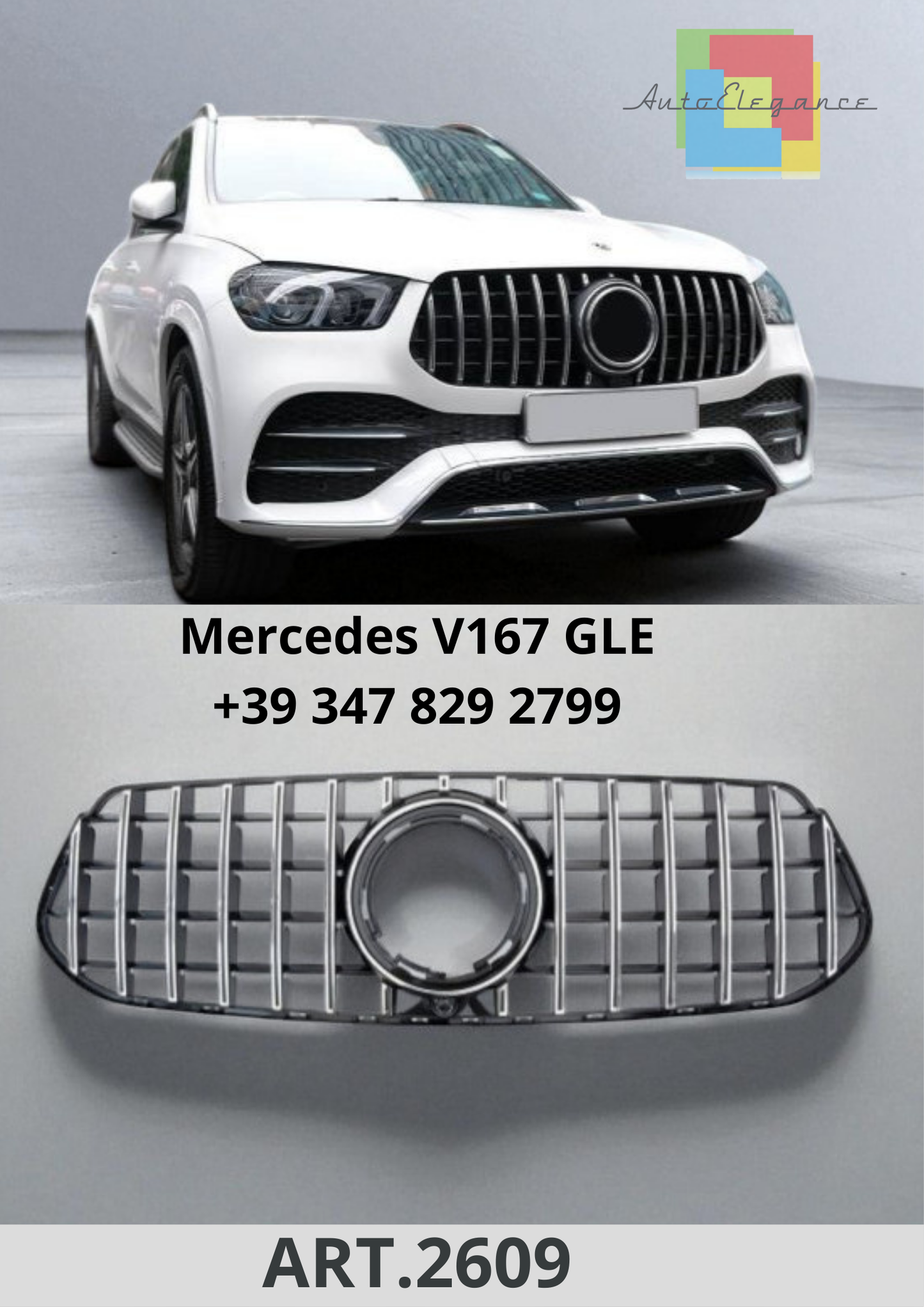 🔥ART.2609 Calandra Sport Panamericana GT Look adatta per Mercedes V167 GLE🔥