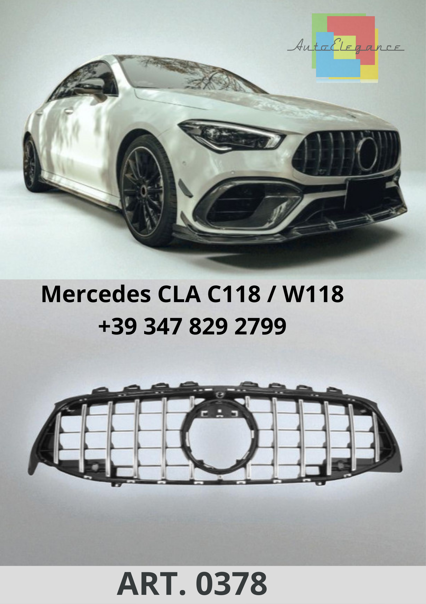 🔥ART. 0378 Calandra Sport Panamericana GT Look per Mercedes CLA C118 / W118🔥