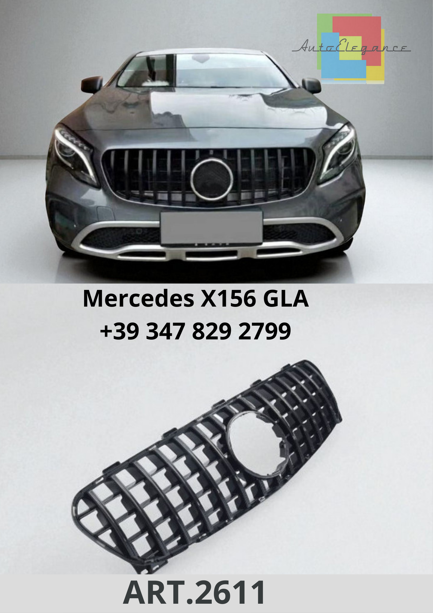 🔥ART.2611 Calandra Sport Panamericana GT Look adatta per Mercedes X156 GLA 🔥