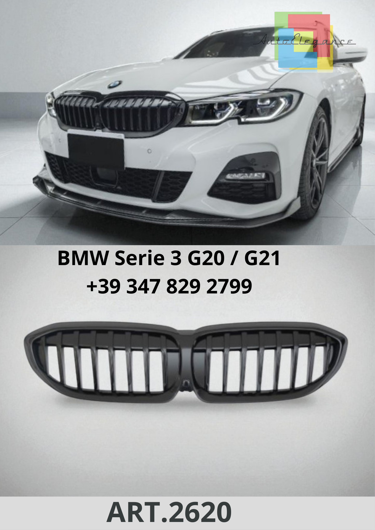 🔥ART.2620  Calandra adatta per BMW Serie 3 G20 / G21 (2019-2022) Sport Nero🔥