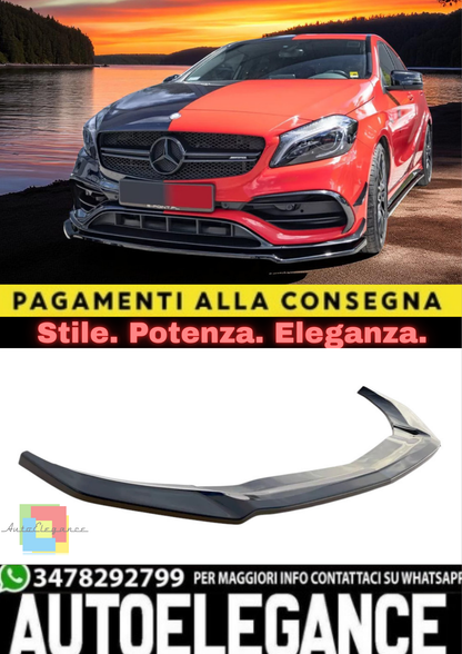 🔥Splitter Anteriore V2 in ABS Nero Lucido per Mercedes A45 AMG W176  🔥
