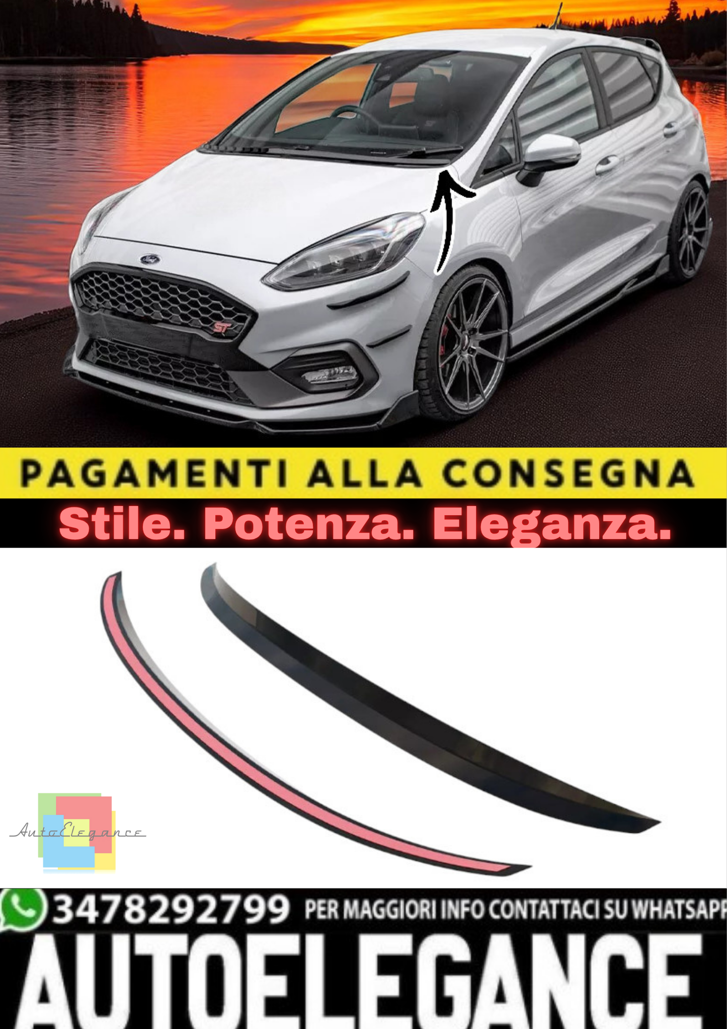 🔥Estensione Cofano Standard in ABS per Ford Fiesta Mk8 ST-Line🔥
