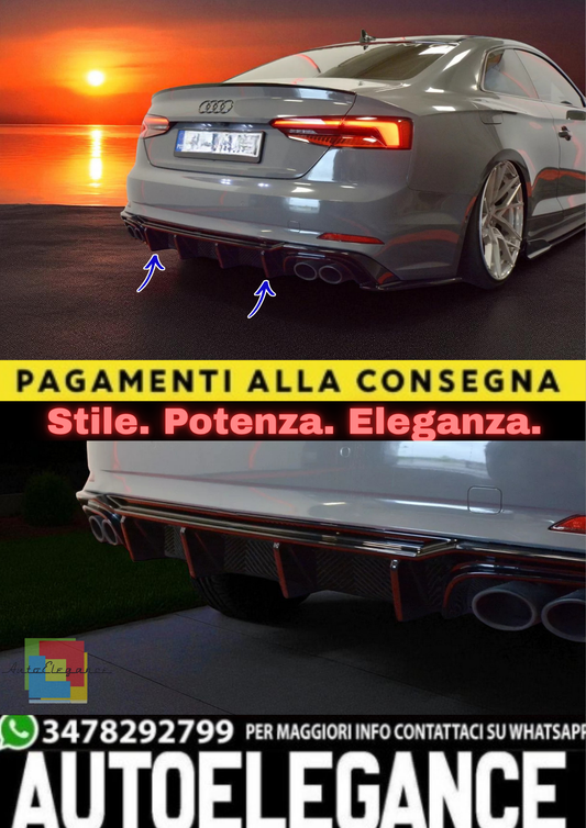 ✨Valance Posteriore / Diffusore in ABS Nero Lucido per Audi S5 F5 (2017–2023)✨