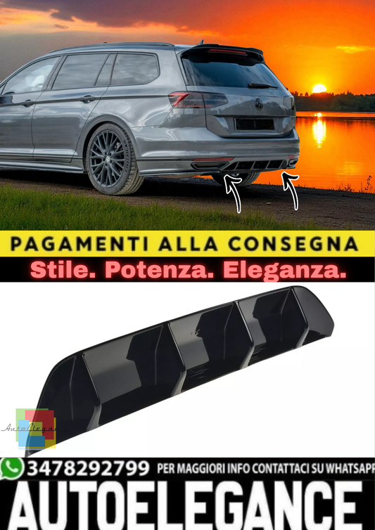 ✨Valvola Posteriore Diffusore Centrale in ABS Nero Lucido per Volkswagen Passat✨