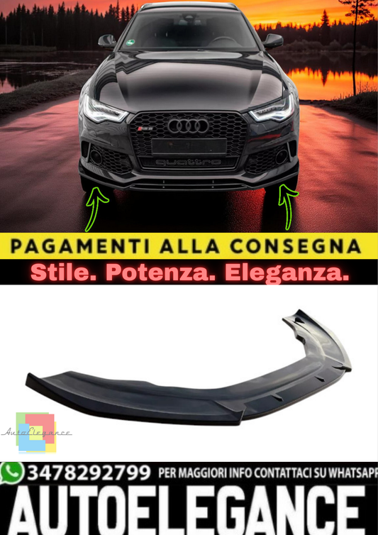 🔥Splitter Anteriore RS6 Look Nero Lucido in ABS per Audi A6 C7 (2011–2018) 🔥