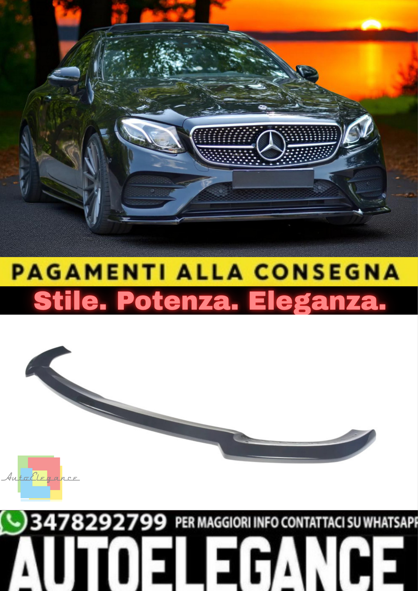 🔥Splitter Anteriore V2 in ABS per Mercedes Classe E Coupé W213 AMG-Line🔥