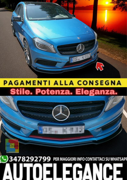 🔥Sdoppiatore Anteriore in ABS Nero Lucido per Mercedes Classe A W176 AMG-Line🔥