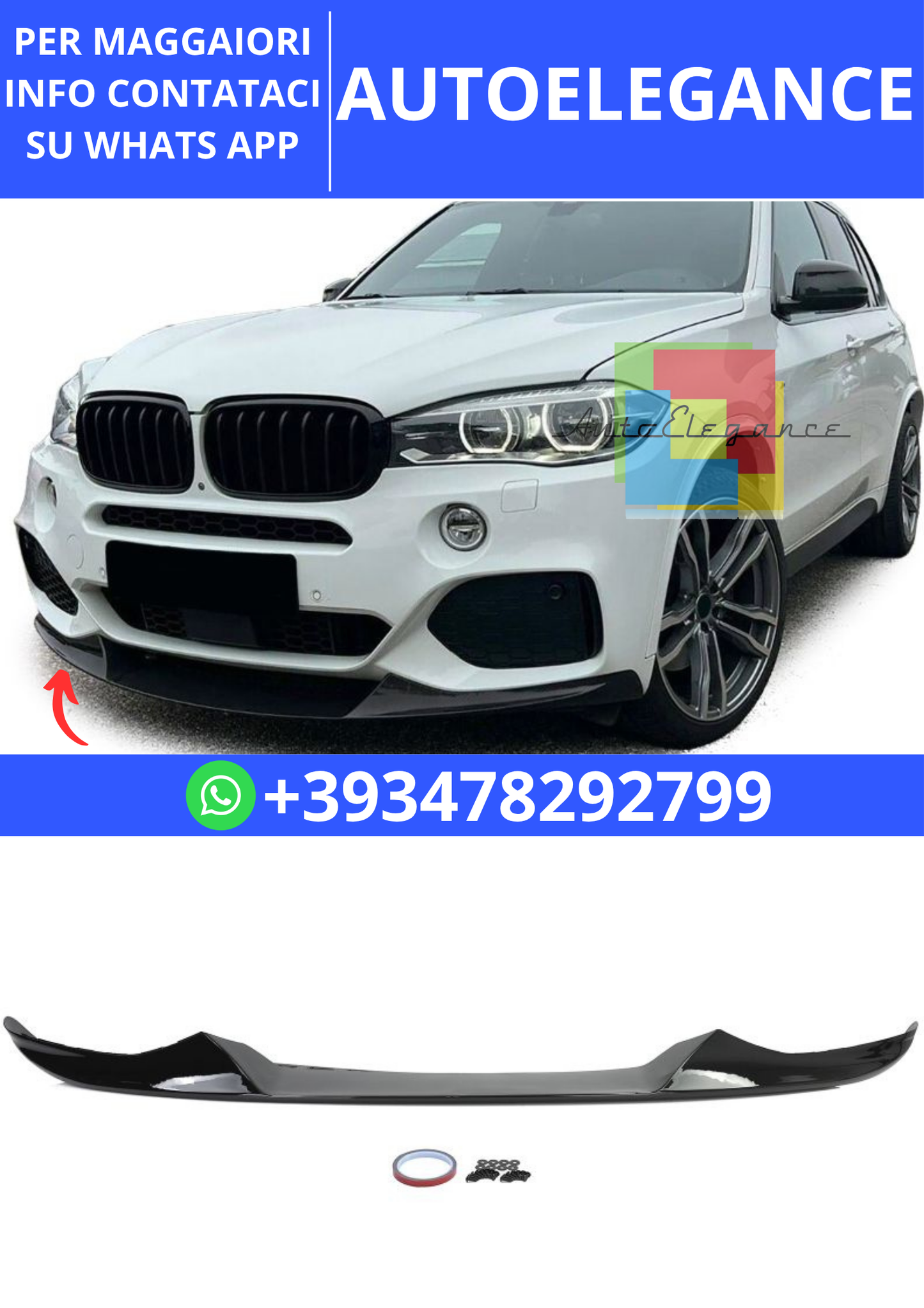 💫Spoiler anteriore Lip Performance Nero lucido adatto per BMW X5 F15 13-18💫