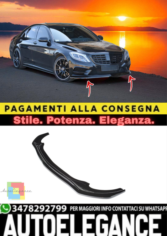 ✨Splitter Anteriore V1 in ABS Nero Lucido per Mercedes Classe S W222 AMG-Line ✨