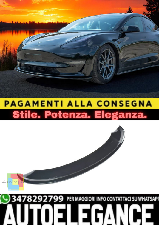 🔥Splitter Anteriore Nero Lucido in ABS per Tesla Model 3 🔥