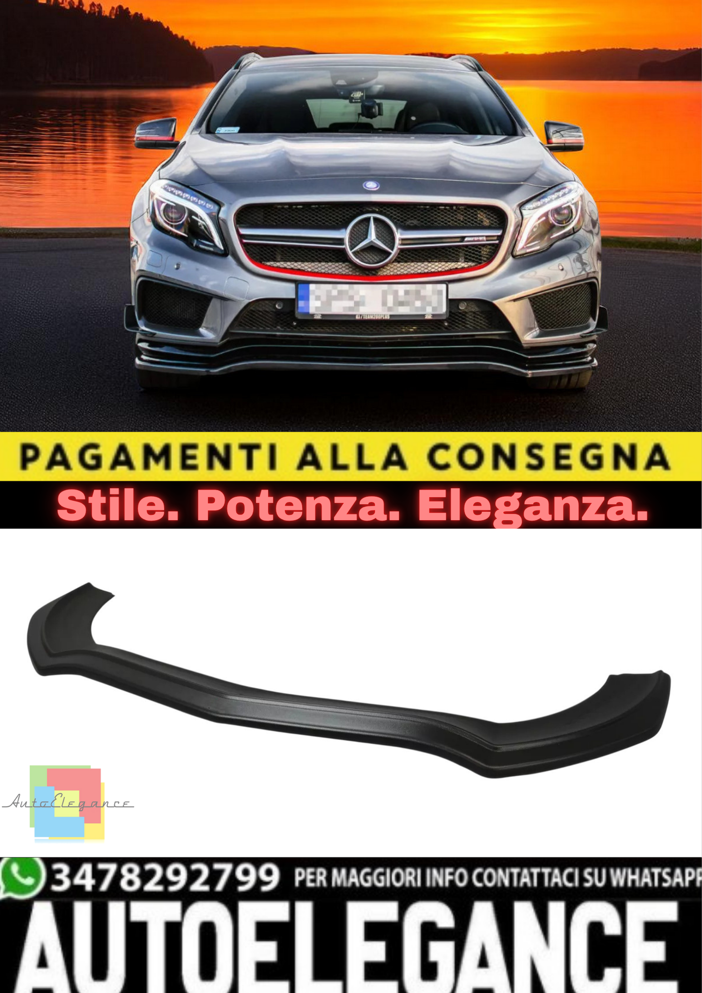 🔥Splitter Anteriore in ABS per Mercedes GLA 45 AMG SUV (X156) 🔥