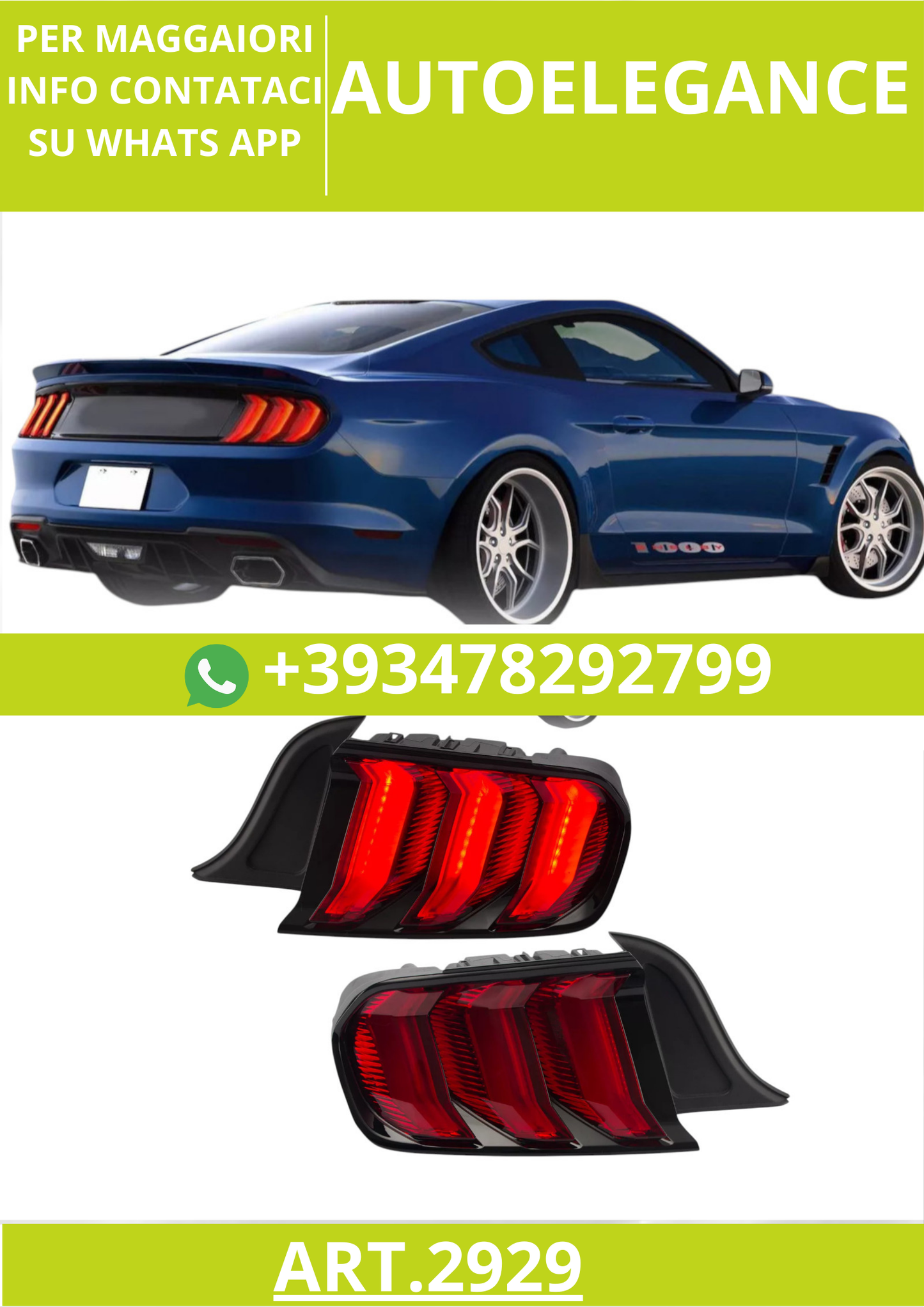 ⭐ART.2929 Fanali Posteriori a LED Rossi con  a 5 Modalità – Ford Mustang ⭐