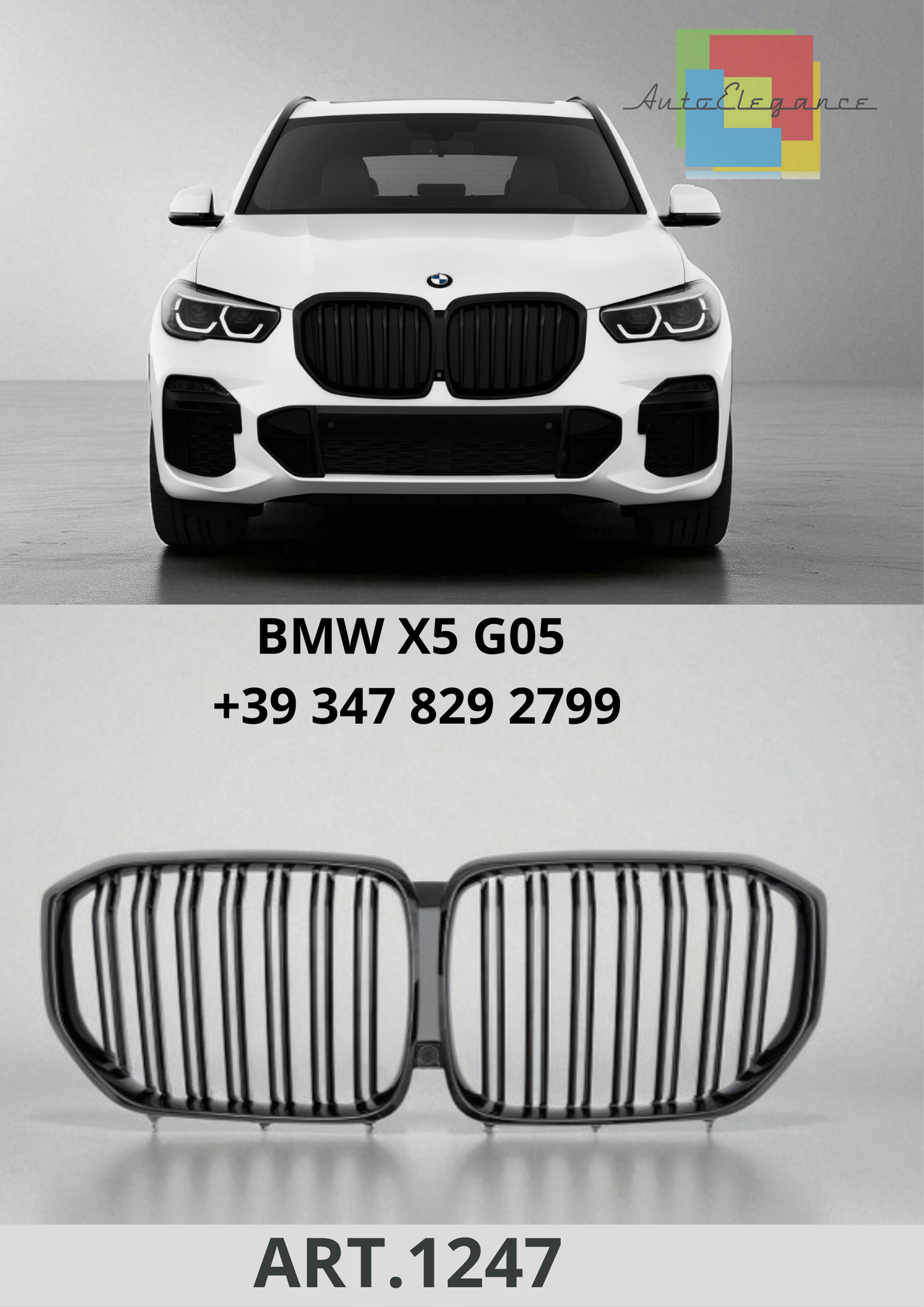 🔥ART.1247  Calandra Sport Doppia Lamella Nero Lucido per BMW X5 G05 🔥