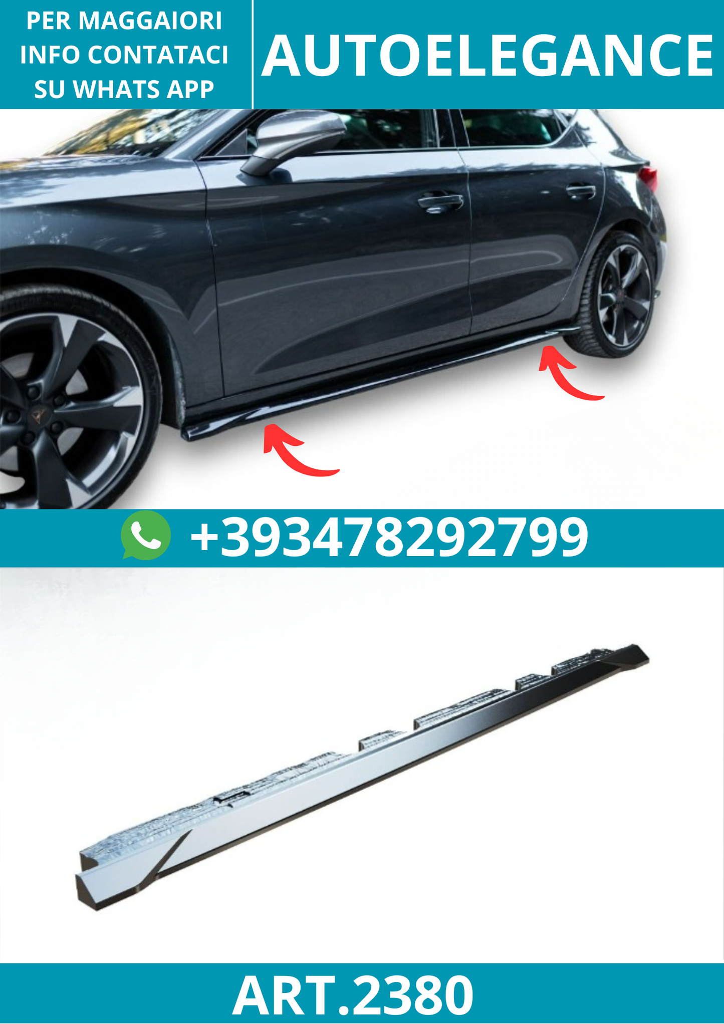 2380 ⭐Sotto Minigonne laterali adatte per Cupra Leon Mk1 (2020-2024)⭐