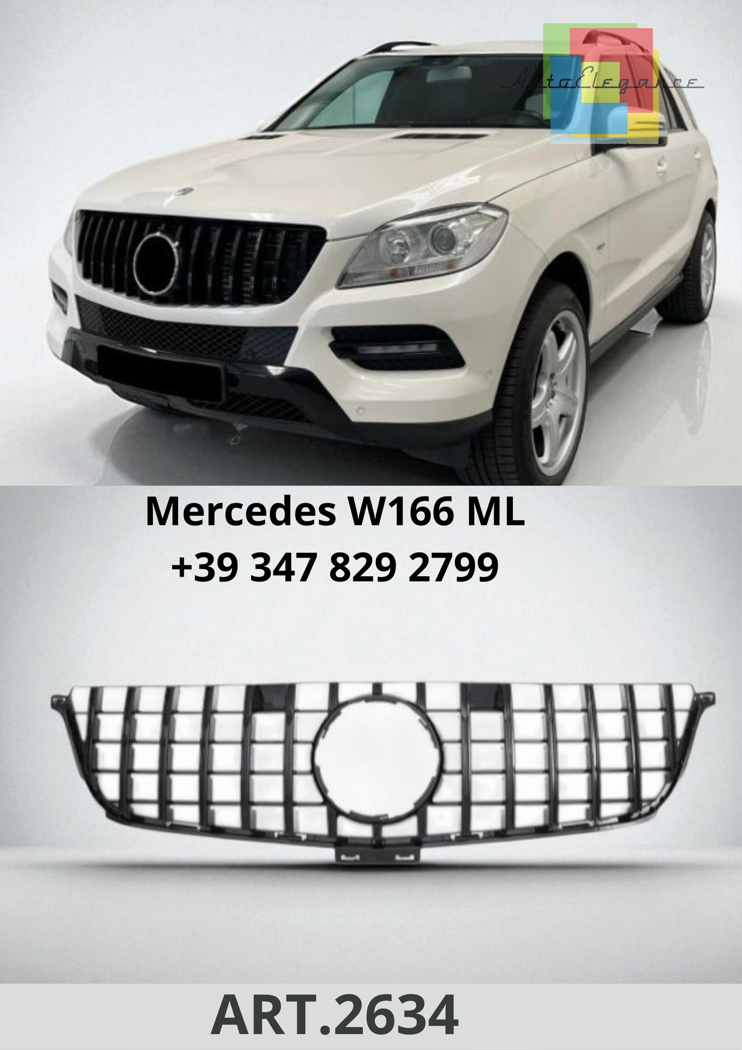 🔥ART.2634 Griglia Sport Panamericana GT Look per Mercedes W166 ML (2012–2015)🔥