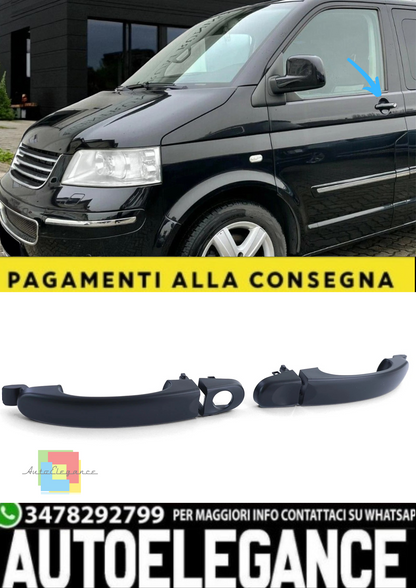 💫Maniglie Porte Esterne Nere (Sinistra + Destra) per VW Bus Transporter T5 💫