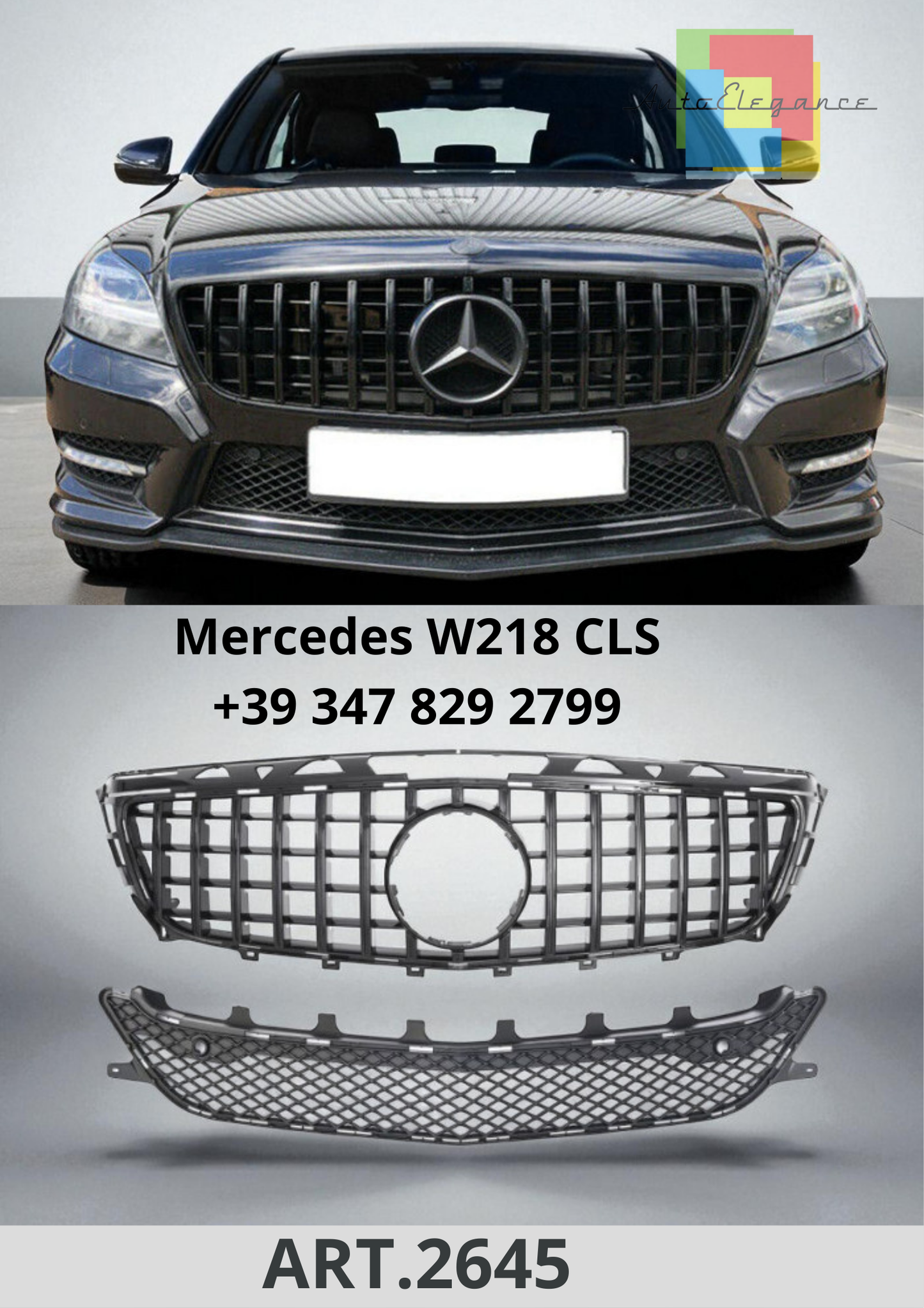 🔥ART.2645 Sport Front Grille Panamericana Look for Mercedes CLS W218 🔥