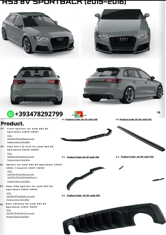 💫Bodykit adatto per Audi RS3 8V SPORTBACK 2015-2016💫