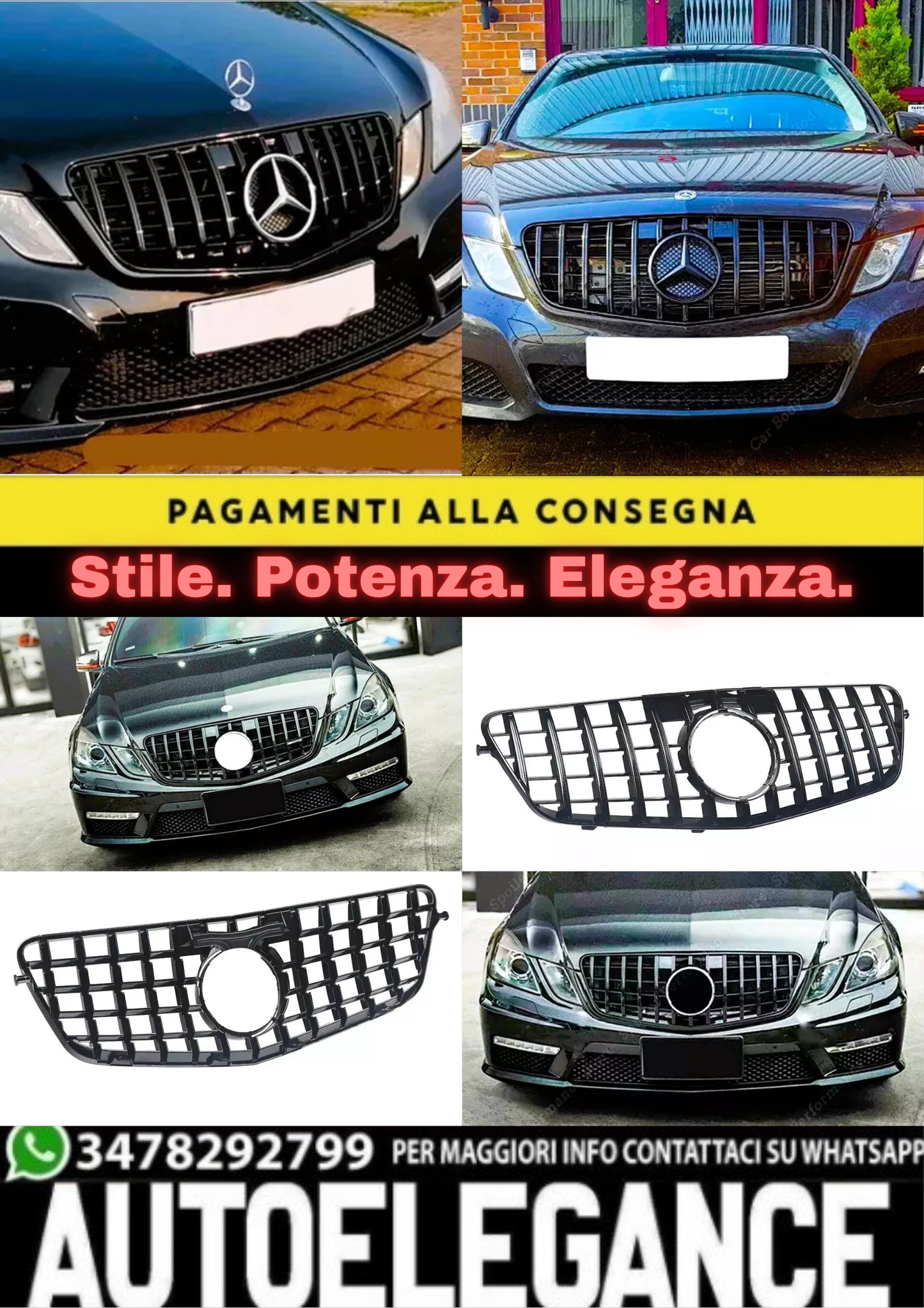 ✨Griglia nera lucida PANAMERICANA GT GTR per Mercedes Classe E W212 09-13✨