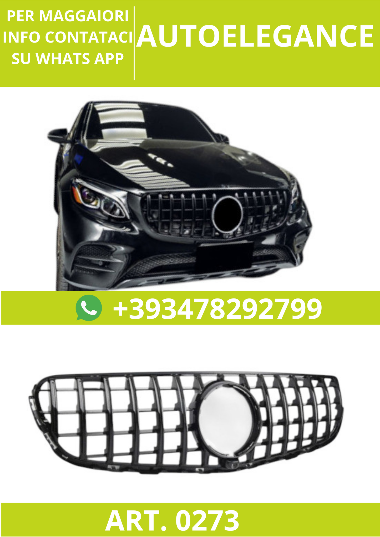 🔥ART.0273 Griglia Radiatore Sport GT Look 360° per Mercedes GLC X253 / C253🔥