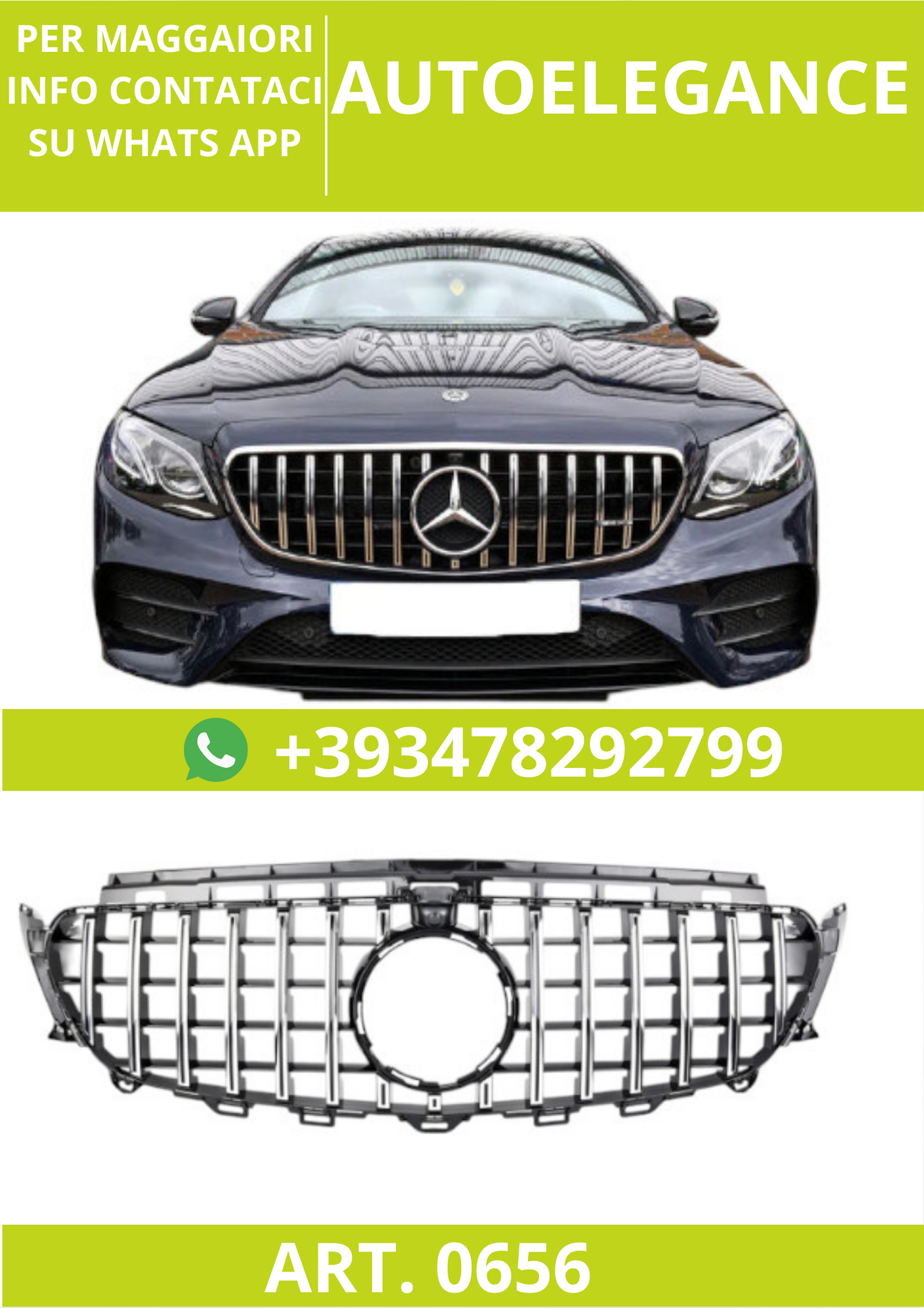 🔥ART. 0656 Griglia Sport Panamericana GT Look per Mercedes W213 C238🔥