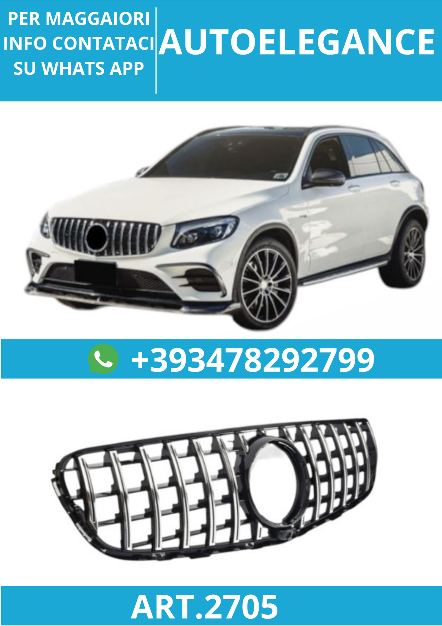🔥ART.2705 Griglia Radiatore Sportiva GT Look 360° per Mercedes GLC X253 /C253🔥