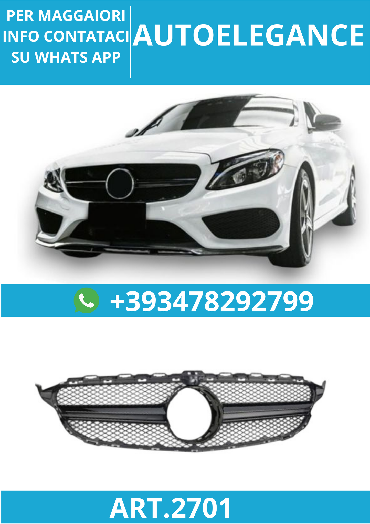 🔥ART.2701  Griglia Sportiva per Mercedes Classe C W205 (2014–2018)🔥