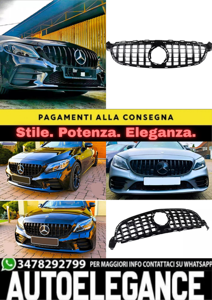 ✨Griglia nera lucida PANAMERICANA GT GTR per Mercedes Classe C W205 19-21✨