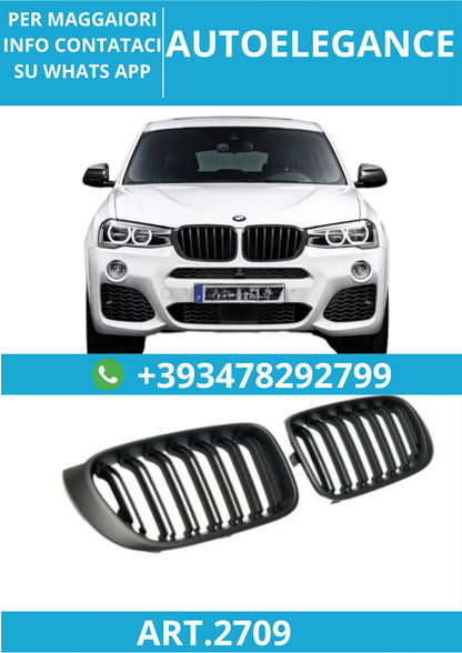🔥ART.2709 Griglia Sportiva Doppia Lamella Piatta Nera per BMW X3 F25 / X4 F26🔥