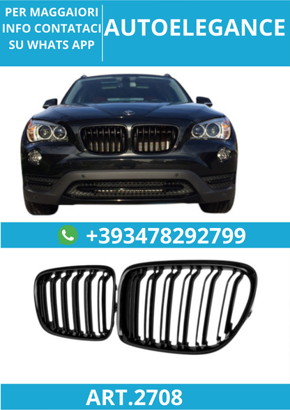🔥ART.2708 Calandra Sportiva Doppia Lamella Nero Lucido per BMW X1 E84 🔥