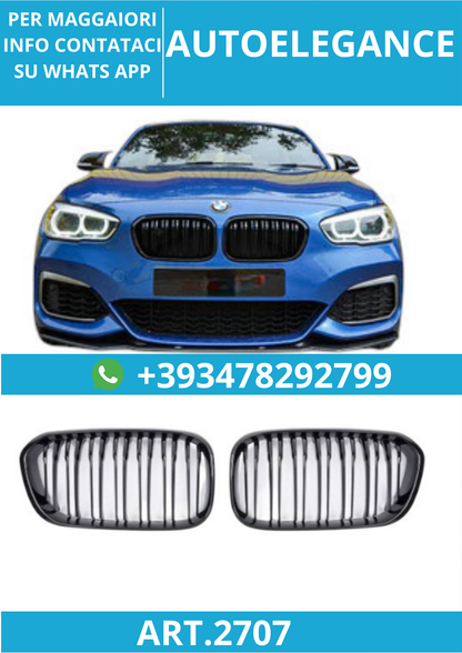 🔥ART.2707 Griglia Sportiva Doppia Lamella Nero Lucido per BMW Serie 1 F20 🔥
