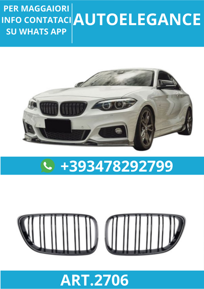 🔥ART.2706 Griglia Sportiva Doppia Lamella Nero Lucido per BMW F22 / F23 / F87🔥